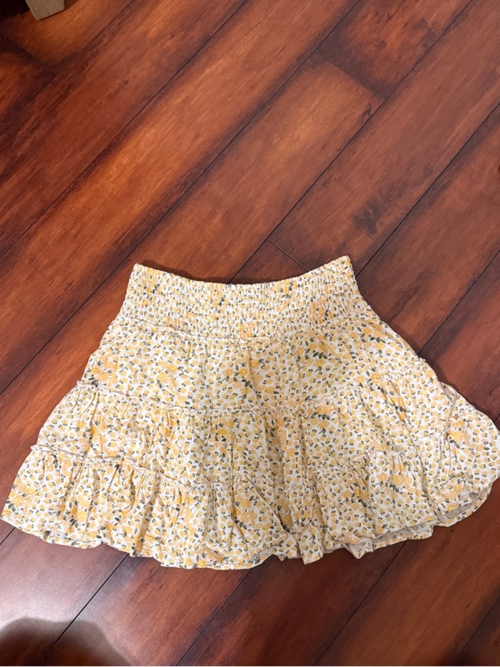 American Eagle Outfitters Yellow Floral Tiered Skirt